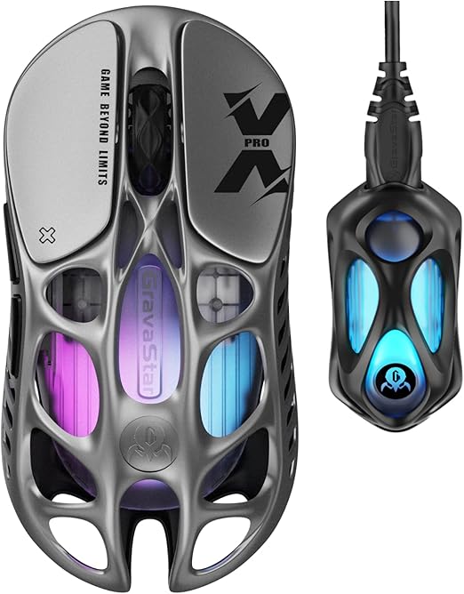 GravaStar Mercury X-Pro Wireless Gaming Mouse + 8K Dongle - Interstellar Silver