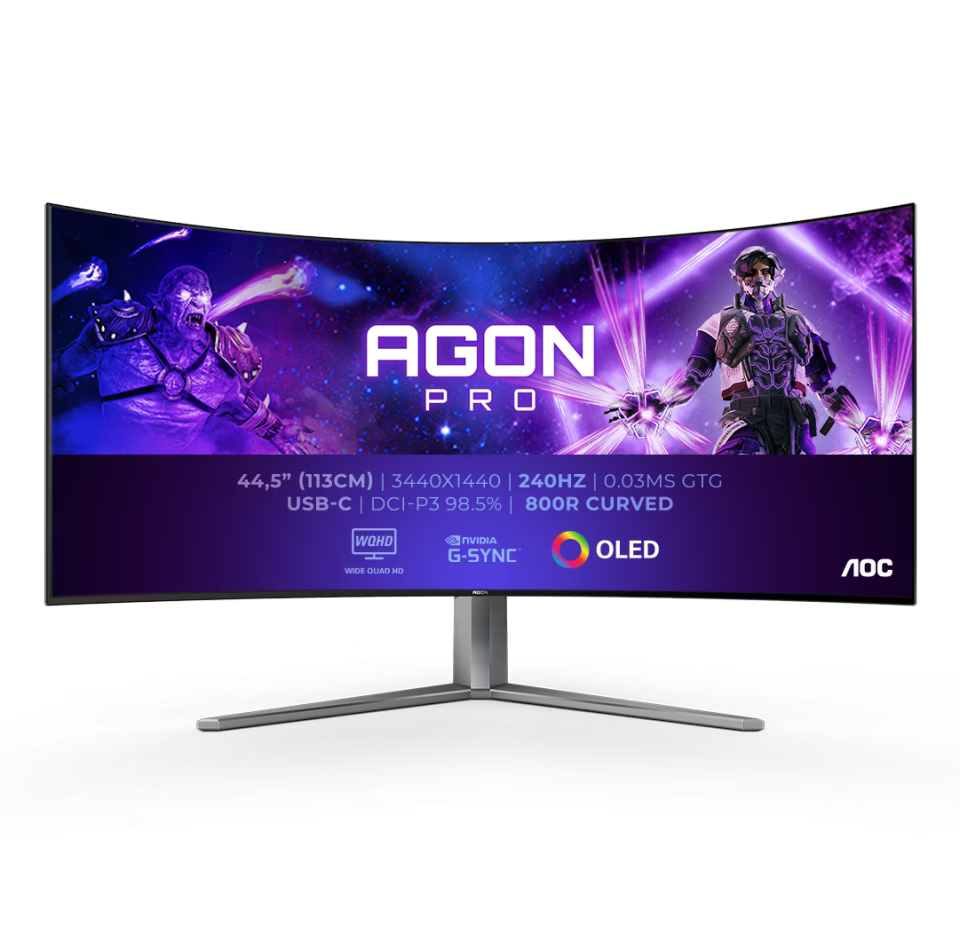 AOC Agon PRO AG456UCZD 45" OLED Display 3440X1440, WQHD Resolution, 240Hz, 0.03ms Curved Gaming Monitor