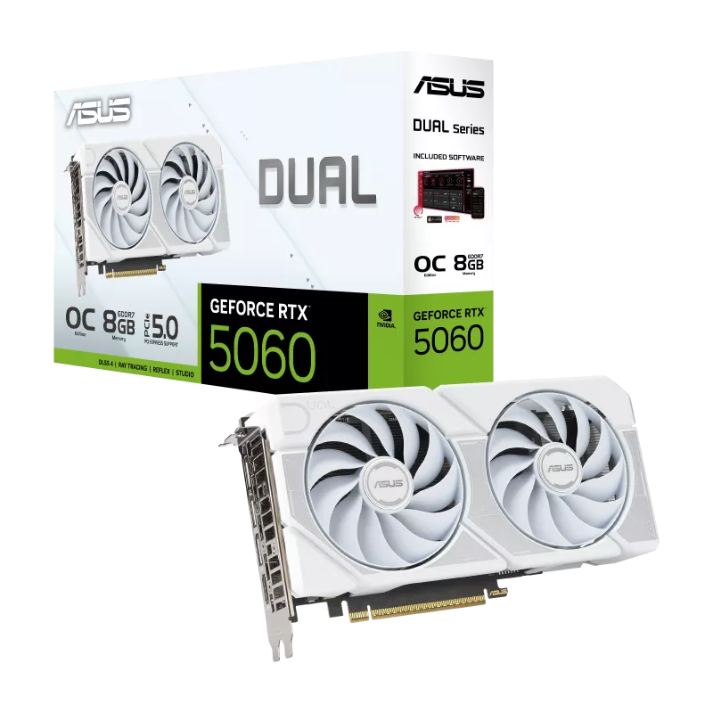 Asus Dual GeForce RTX 5060 8GB OC Edition White Graphics Card