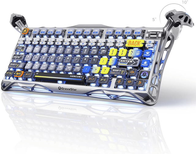 GravaStar Mercury K1 Pro 75% Wireless Mechanical Gaming Keyboard - Interstellar Silver