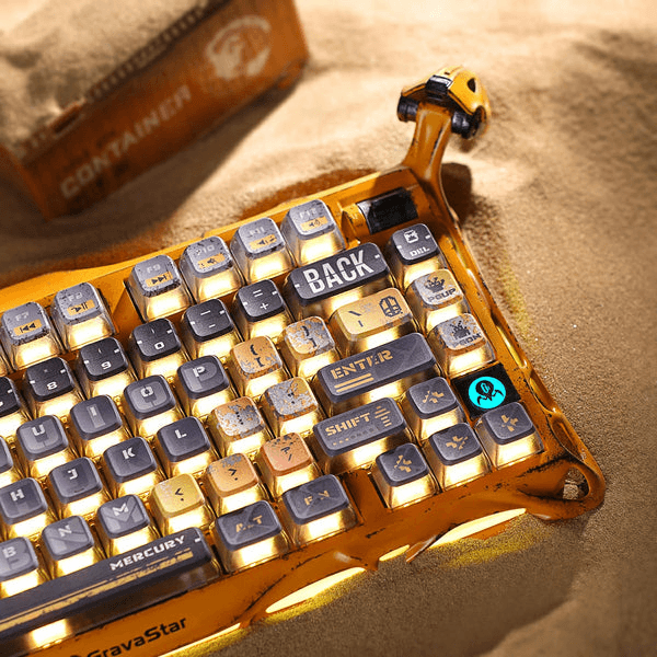 GravaStar Mercury K1 Pro 75% Wireless Mechanical Gaming Keyboard - Battle-Worn Yellow