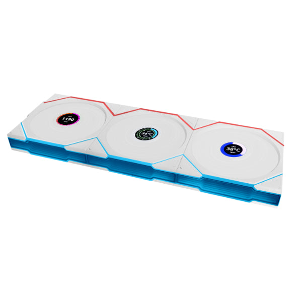 Lian Li UNI FAN TL-LCD 120mm Reverse White – 3-Pack Wireless ARGB LCD Fans