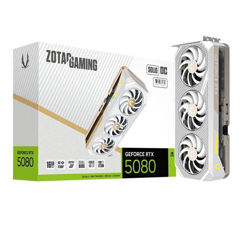 Zotac Gaming RTX 5080 SOLID OC White Edition 16GB GDDR7 Graphics Card